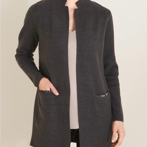 Chico’s 2 Animal-Detail Woven-Back Cardigan Sweater Jacket - Picture 3 of 5